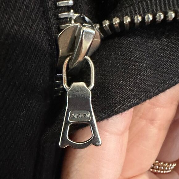 Amiri MX1 Bandana Ripped Patch Skinny Jeans Jet Black size 33 - Picture 8 of 9